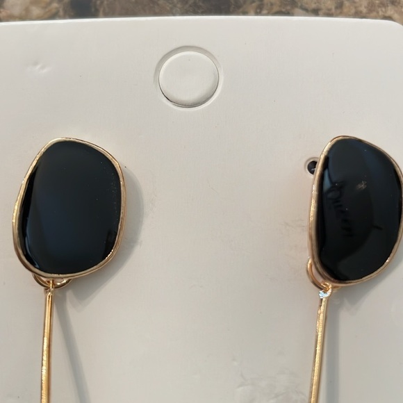 Black And Gold Petal Drop Earrings - Picture 8 of 10